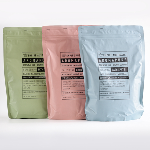 【EMPIRE AUSTRALIA】エンパイアオーストラリア バスソルト 1kg ［ユーカリ／ラベンダー／ピンクグレープフルーツ］ヴィーガン 入浴剤