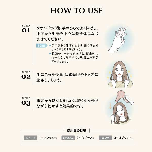 HITA セラムミルク アウトバスケア 使用イメージ